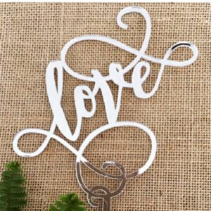 Cake Topper Love Argintiu