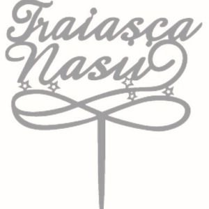 Cake Topper Traiasca Nasii Argintiu