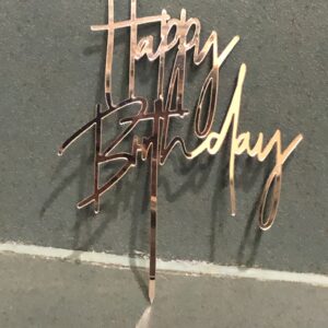 Cake Topper Happy Birthday Silver