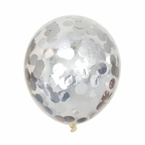 Balon Latex Cu Confetti Argintiu 30CM